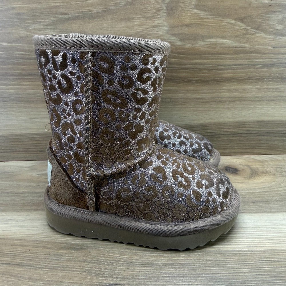 UGG Kids Brown Leopard Glitter Classic II Boots